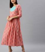 Peach printed cotton short-dresses