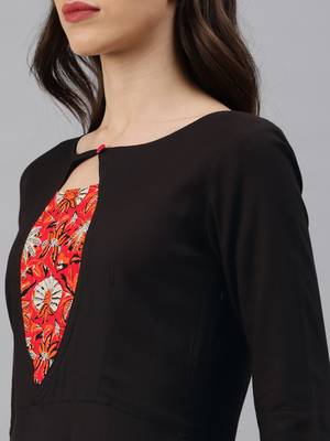 Black plain viscose rayon long-dresses 4