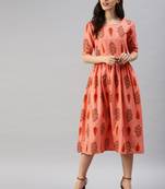 Pink printed cotton short-dresses