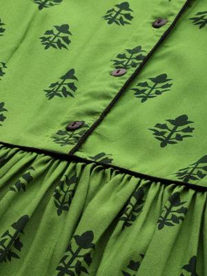 Green printed viscose rayon short-dresses 4