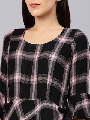 Black printed viscose rayon long-dresses 4