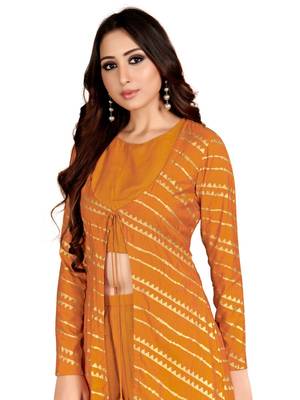 Yellow printed cotton party-wear-kurtis 5