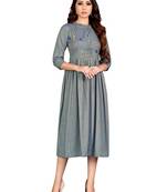 Grey embroidered rayon party-wear-kurtis