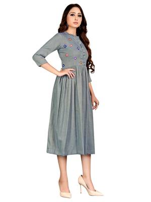 Grey embroidered rayon party-wear-kurtis 4