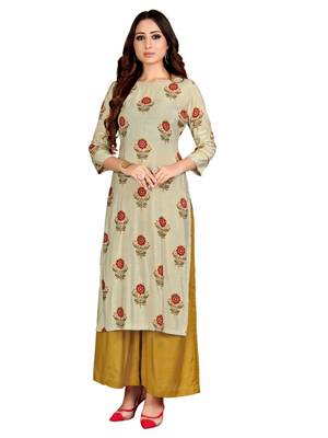 Grey printed cotton party-wear-kurtis 1