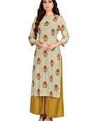 Grey printed cotton party-wear-kurtis