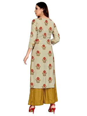 Grey printed cotton party-wear-kurtis 2