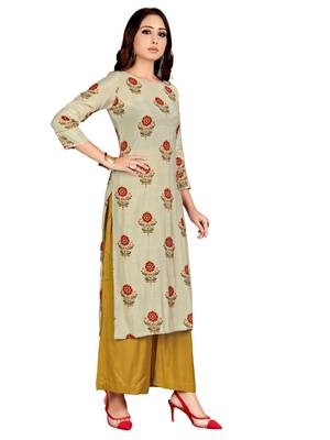 Grey printed cotton party-wear-kurtis 4