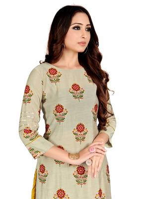 Grey printed cotton party-wear-kurtis 5