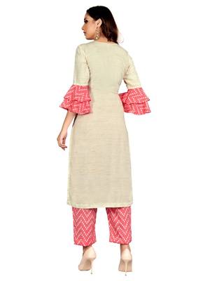 Beige plain rayon party-wear-kurtis 2