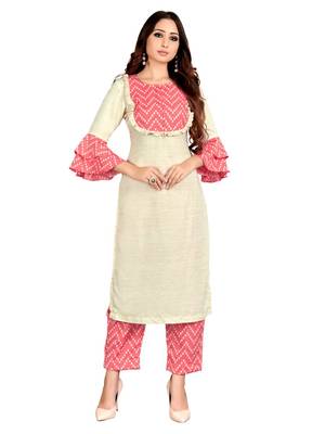Beige plain rayon party-wear-kurtis 1