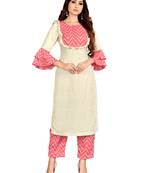 Beige plain rayon party-wear-kurtis