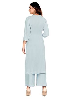 Blue plain rayon party-wear-kurtis 2