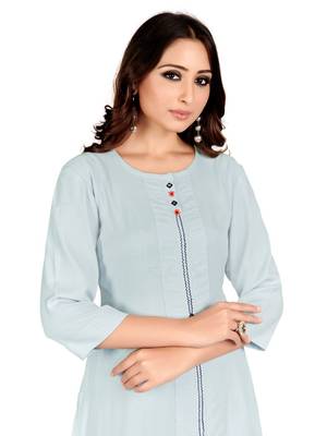 Blue plain rayon party-wear-kurtis 5