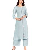 Blue plain rayon party-wear-kurtis