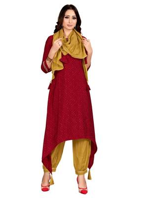 Red printed cotton party-wear-kurtis 1