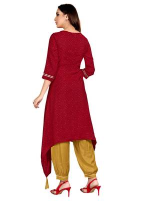 Red printed cotton party-wear-kurtis 2