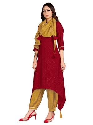Red printed cotton party-wear-kurtis 3