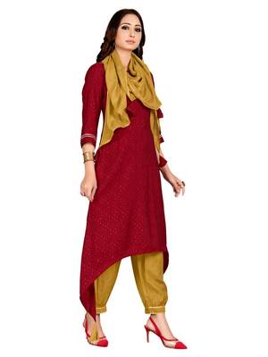 Red printed cotton party-wear-kurtis 4