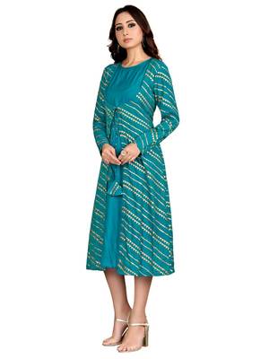 Blue printed cotton party-wear-kurtis 3