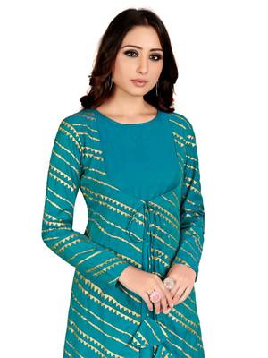 Blue printed cotton party-wear-kurtis 5