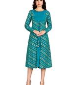 Blue printed cotton party-wear-kurtis