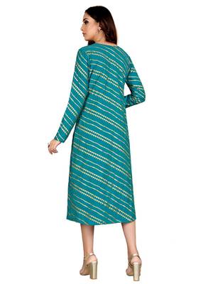 Blue printed cotton party-wear-kurtis 2