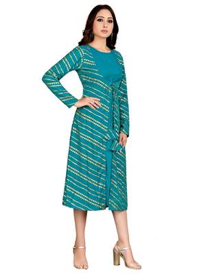 Blue printed cotton party-wear-kurtis 4