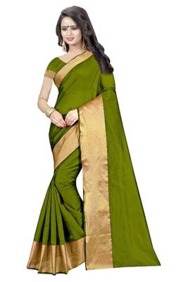 Multicolor woven cotton silk saree with blouse 1