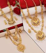 Gold Plated Traditional Designer Temple Long Jewellery Set For Women Girl