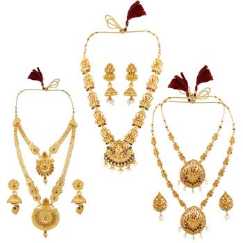 Gold Plated Traditional Designer Temple Long Jewellery Set For Women Girl 2