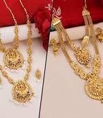 Gold Plated Traditional Designer Temple Long Jewellery Set For Women Girl