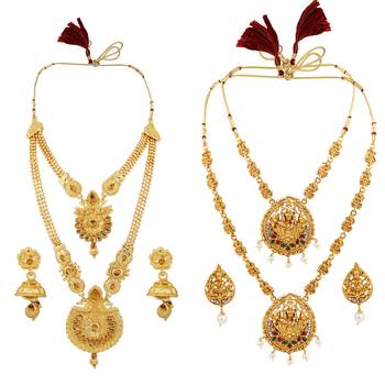 Gold Plated Traditional Designer Temple Long Jewellery Set For Women Girl 2