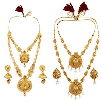Gold Plated Traditional Designer Temple Long Jewellery Set For Women Girl 2