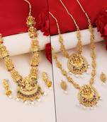 Gold Plated Traditional Designer Temple Long Jewellery Set For Women Girl