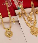 Gold Plated Traditional Designer Long Jewellery Set For Women