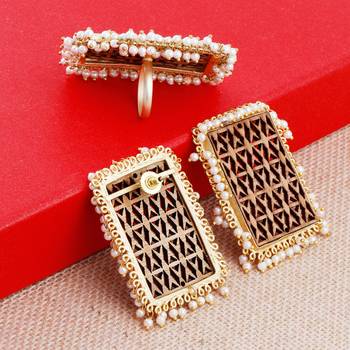 Stud Earring Set & Adjustable Finger Ring With Earring For Women Girl 4