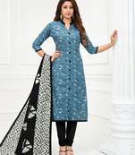 Blue printed pure cotton salwar