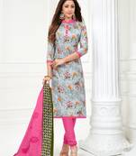 Grey printed pure cotton salwar