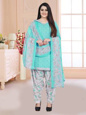 Sky-blue printed cotton salwar 1