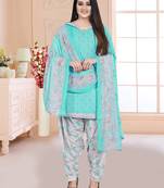 Sky-blue printed cotton salwar