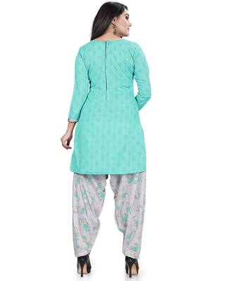 Sky-blue printed cotton salwar 2