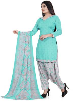 Sky-blue printed cotton salwar 3