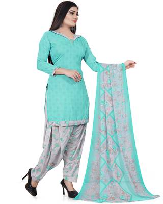 Sky-blue printed cotton salwar 4