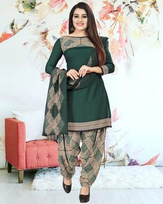 Dark-green printed cotton salwar 1