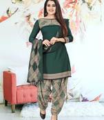 Dark-green printed cotton salwar