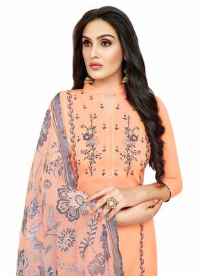 Peach embroidered faux silk blend salwar 2