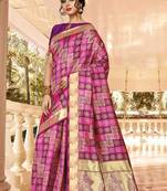 Purple woven art silk saree with blouse
