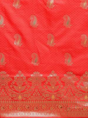 Red woven semi silk saree  with blouse 3