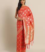 Red woven semi silk saree  with blouse